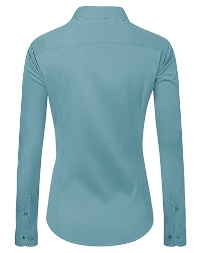 Image of J.VER Womens Dress Shirts Long Sleeve Button Down Shirt Wrinkle-Free Business Casual Blouse Office Work Tops