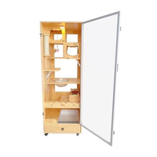 ノーブランド品 キャットハウス キャットヴィラ 無垢材猫ケージ パノラマキャットヴィラ 猫クライミングフレームはスペースを取りません 小さなアパートのペットハウスに適しています