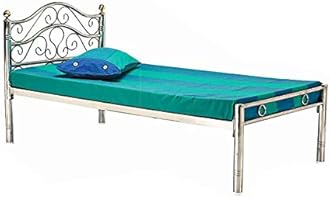 S. K. MODERN ART Pure Stainless Steel Bed Frame Without Mattress (4 X 6 Feet, Steel Design 3)