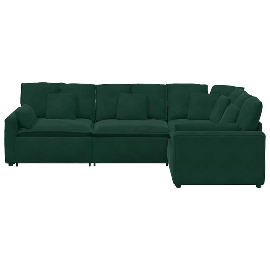 Modułowa aksamitna sofa z poduszkami w kolorze ciemnozielonym, do elastycznego wypoczynku, sofa narożna i szezlong, trwała kanapa z podłokietnikami, elementy siedzenia, przedłużenie