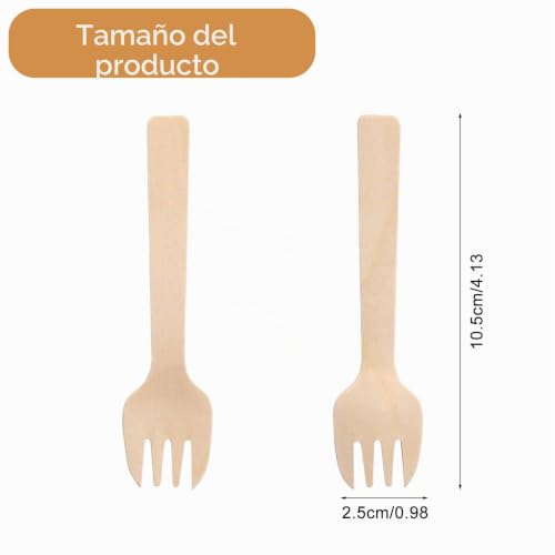 Miniatura 2 de 300 Piezas Tenedores De Madera Mini Tenedores Desechables Pequeñas Tenedores De Aperitivo A Granel 4 Pulgadas Mini Utensilios Tenedor De Pastel