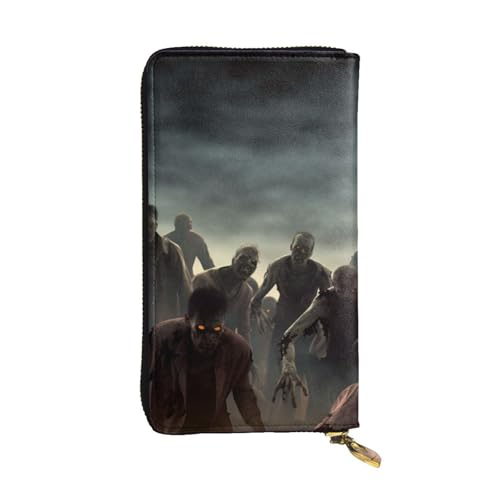 FHEDVBN Many Zombie - Cartera larga de piel para hombres y mujeres, bolso de mano grande de negocios, soporte para teléfono de viaje, soporte para tarjetas de crédito, funda de dinero con cremallera FHEDVBN Many Zombie - Cartera larga de piel para hombres y mujeres, bolso de mano grande de negocios, soporte para teléfono de viaje, soporte para tarjetas de crédito, funda de dinero con cremallera