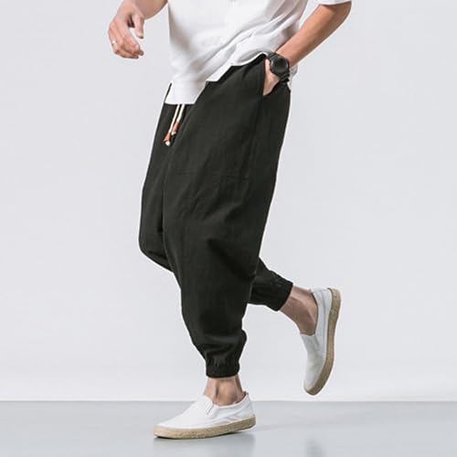Harem Pants Men Baggy Joggers for Men Elastic Waist Drawstring Casual Cargo Pants Drop Crotch Wide Leg Sweatpants2
