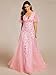 Ever-Pretty Women's Sequin Sparkly V-Neck Short Sleeve A-Line Floor Length Formal Evening Dress Pink US10