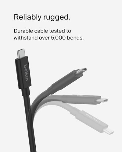Image of Belkin USB4 Cable, 240W, 20Gbps, 1.2M | USB-C to USB-C fast charging and data transfer, compatible with MacBook, laptop, and Windows PC