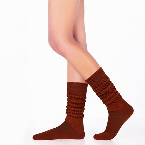 Image of Violet Mist women slouch socks thick colored knee high scrunch socks long stacked sock boot 80s 90s Novetly
