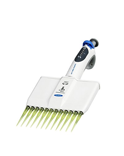 Jackson Global JS-TP12D50H 5-50uL Adjustable Volume Multi-Channel Micropipette Pipettors with 12 Channels | 4-Position Volume Settings | High Chemical and UV Resistance