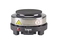 BEPER P101PIA003 - Kochplatte Elektrisch aus Gusseisen/Edelstahl, 5 Brennstufen, Kochplatte Einzeln, Camping Kochplatte mit 10 cm Platte, 500W