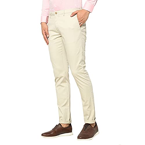 Image of Blackberrys Men Beige Solid Trousers