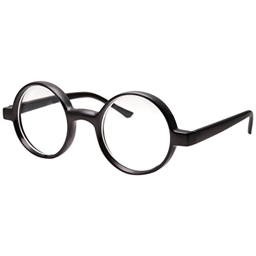 Kids childrens wizard nerd round black frame glasses, clear lens …