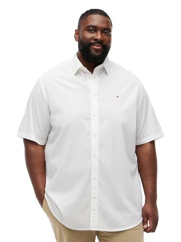 Image of Tommy Hilfiger Men's Short Sleeve Poplin Shirts in Regular Fit, Men's Button Down Shirts