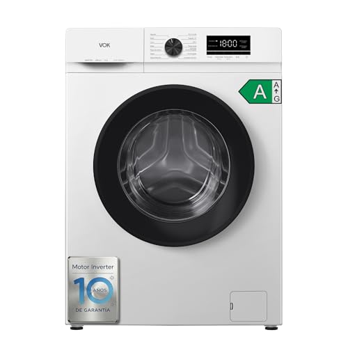 VOK Lavadora 12kg Clase A con Instalación Incluida EVW-12BAW12 – Motor Inverter Silencioso, 1200 RPM, 14 Programas con Vapor, Bajo Consumo 54 kWh/100 ciclos