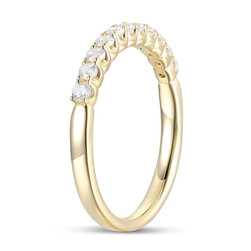 14K Gold Moissanite Wedding Bands 2mm Half Eternity Wedding Band 14K Gold Moissanite Rings 2mm Stacking Rings for Women2