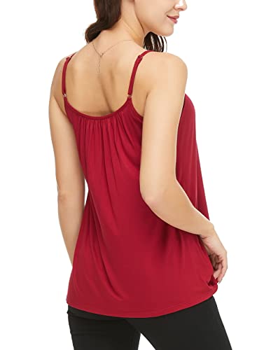 Image of Camisoles for Women with Built in Bra Adjustable Strap Tank Tops Cami Sleeveless Summer Tops for Workout Sleeping Traveling
