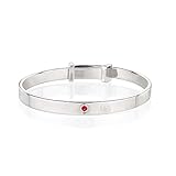Molly Brown London Personalised Sterling Silver and Ruby Baby Bangle, July Birthstone Gem. Christening Bangle | Baby Jewellery | Baby Keepsake | Baby Shower Gift