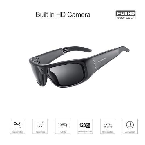 Image of OHO Ultra-Thin Lightweight Sports Camera Sunglasses, 24MP Camera, 1080P Video, Water Resistant UV400 Lens
