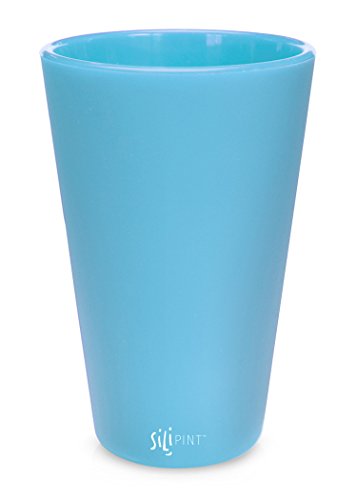SILIPINT Silicone Pint Glasses, Squishy Beer Glasses, The Original Unbreakable Silicone Pint Glass, Patented Unbreakable Glassware for Beer and Wine and More, Drinkware That is Heat Safe and Freeze Safe, Glow-in-the-Dark Blue, 16-Ounce