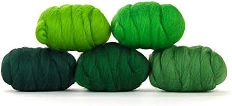 Revolution Fibers | Mixed Merino Wool Variety Pack | Perfect Wool Roving for Spinning, Needle Felting, Wet Felting, Weaving and Crafting (Grand Green (Greens), 250 Grams)