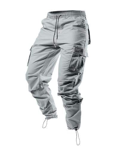 Geleglaer Mens Cargo Pants Casual Fall Athletic Trousers Military Drawstring Overalls Hiking Pants with Multi Pockets 20254