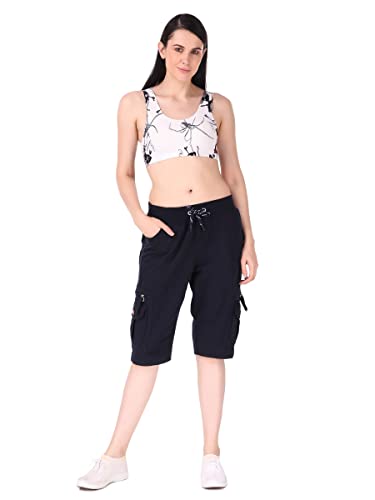 Image of UZARUS Womens Cargo Capri Shorts with 9 Pockets