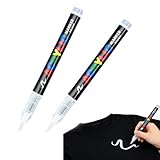 LAKJUOZ 2 Stück Weiß Textilstifte Pens Machine Washable Weicher Stift 1-6Mm Textile Markers, Stifte Textilfarbe Für Für T-Shirt,Textiles, Shirts, Shoes, Hats,Stoffbeutel Basteln