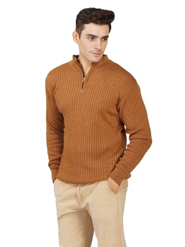 Image of LOQUE Men's Wool Blend Selection Sweater Half Zip High Neck Pullover Warm Casual Winter Wear for Office and Travel