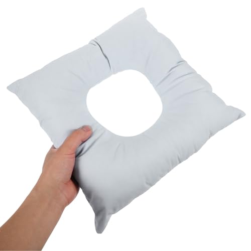 Almohada facial azul en U de algodón para mesa de masaje en salones 8