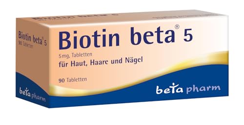 Biotin beta 5 Tabletten - Biotin 5mg hochdosiert (Vitamin B7) - Vitamine für gesundes Haarwachstum - für feste Nägel - Vitaminpräparat gegen Haarausfall - ohne Zusatzstoffe - für Erwachsene - 90 Stk.