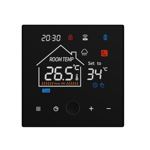Juqoyue Termostato de Pared A Gas Inalámbrico con Control Remoto de Temperatura WiFi para Hogar Inteligente Tuya, Calefacción por Suelo Radiante Programable
