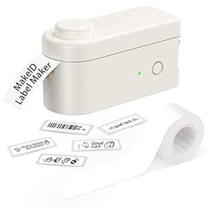 Makeid Label Maker Machine with Tape – Compatible with 9/12/16mm Waterproof Tape, Portable & Rechargeable with Built-in Cutter Wireless Label Printer Compatible with Android & iOS Devices
