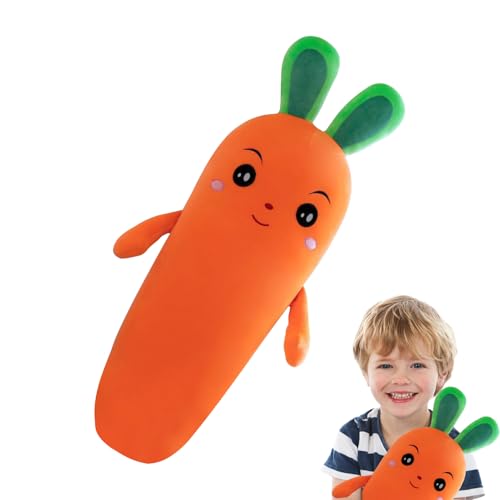 Almohada de zanahoria, decoración de conejito de animales, cojín de cama de 27,56 pulgadas, juguete de felpa vegetal suave, cojín de peluche vegetal, bonito cojín con temática vegetal