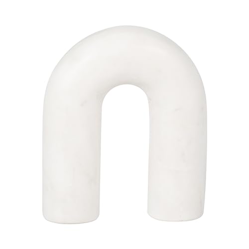 White Marble Arch Decorative Object – Rounded Horseshoe Sculpture Modern Home Decor – Contemporary Shelf & Coffee Table Decor for Office & Living Room – 5" x 6"