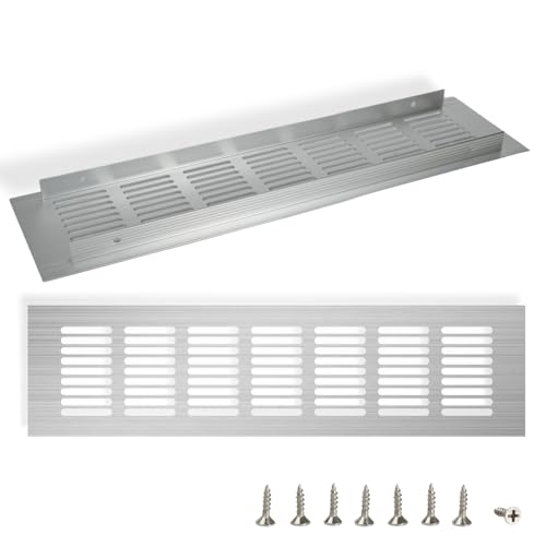 Lot de 2 Grille Aeration Rectangulaire Grille de Ventilation Rectangulaire en Aluminium – Grilles d'Aération Durables pour Placards, Salles de Bains et...