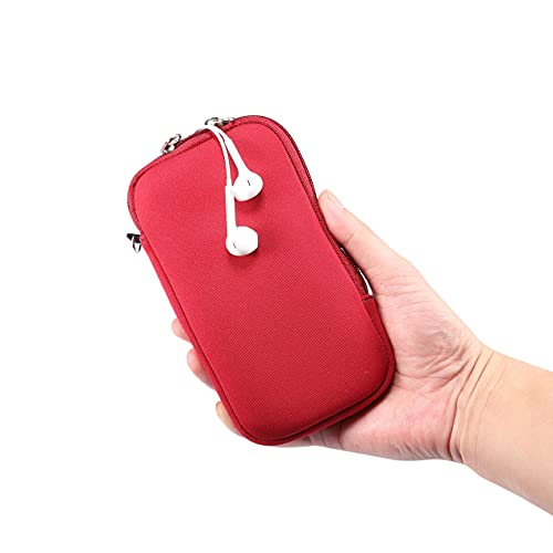 Neoprene Phone Sleeve Pouch W/ Neck Lanyard Wallet For Men Women Carrying Case For Iphone 13 Pro Max 11 Pro Max, Galaxy S20 S10 S9 S8 A50 A50S A51 A30 A30S A10S A10E A20 A40, Pixel 4A 5G (Red, Large) #TOP3