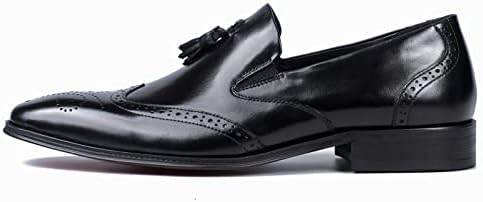 Santimon Dress Shoes for Men Alligator Crocodile Print Tassel Loafer Genuine Leather Slip On Black 5 US | Image 1
