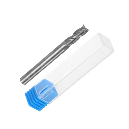 Image of uxcell Carbide Square End Mill, 1 /4 inch Diameter Uncoated 3 Flutes Milling Bit Cutter, for Aluminum Copper Non-Ferrous Metal, 1 /4 inch Shank 7 /8 inch Cut Length 2-1 /2 inch Long