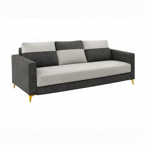 Image of Strike Dual Tone Plush 5 Seater L Shape Sofa Set with 2 Movable Ottomans| Flexible Layout | Silken Velvet Suede| Golden Metal Legs|for Living Rooms & Office (Light Grey & Dark Grey)