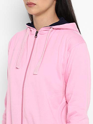 Image of Alan Jones Clothing Women's Solid Zipper Hooded Sweatshirt | Front Zip, Ribbed Hem, Lined Hood, Casual Winter Wear