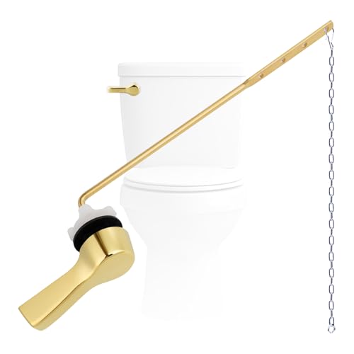 Hygie Rinse Metal Toilet Handle Lever Flush Replacement, Universal Front Mount Toilet Handle with Stainless Steel Flapper Chains, Toilet Repair Kit, Shiny Gold by Hygie Rinse - Used condition - US$8.99