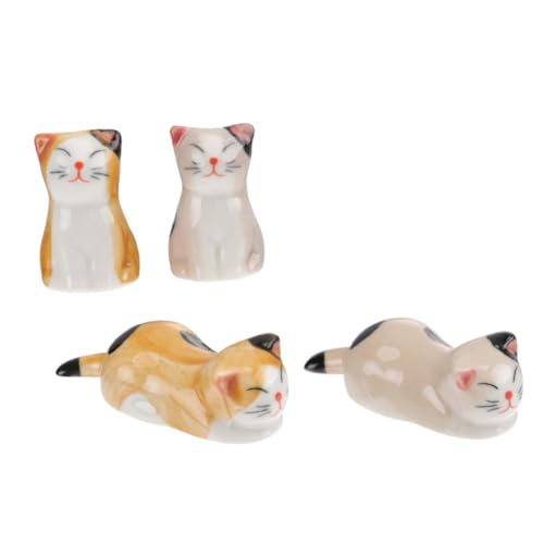 UTHCLO 4個 製箸置き 猫モチーフデザイン 食卓用カトラリーレスト 滑らか表面で手に優しく 箸やスプーンの転がり防止 おしゃれな和風イン