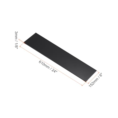 Image of 24 inch x 6 inch x 1 /8 inch HDPE Plastic Sheet, High Density Polyethylene Sheet Cutting Board Black Solid Block, [for DIY, Home Floor]