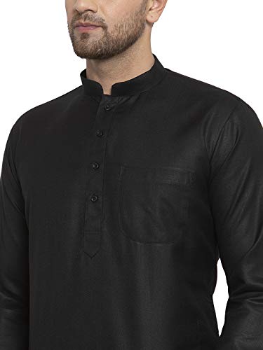 Image of KRAFT INDIA Men's Cotton Solid Kurta With Drawstring Pyjama Set