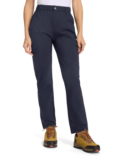 donhobo Hose Damen Wanderhose Leichter Atmungsaktiv Cargohose Wasserabweisend Quick Dry Stretch Outdoorhose UV-Schutz Trekkinghose Funktionshose mit 6 Taschen (Marine, M)