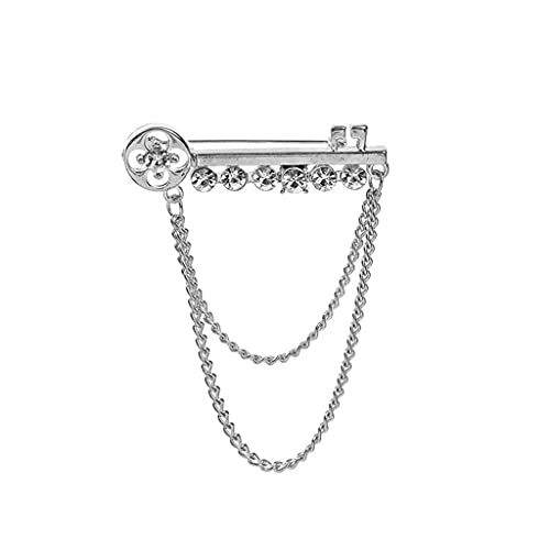 Broche de costume homme en métal ciselé et strass brillants