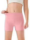 Haloumoning Mädchen Shorts Sommer Kurze Leggings Kinder Einfarbig High Waist Radlerhose Yoga Tanz Gym Sportleggings Unter Rock Kurz Hose 5-14 Jahre, Rosa, 7-8 Jahre