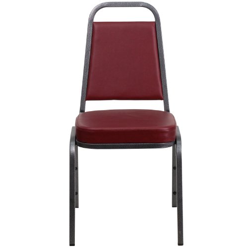Flash Furniture Hercules Series Trapezoidal Back Stacking Banquet Chair In Burgundy Vinyl - Silver Vein Frame #TOP7
