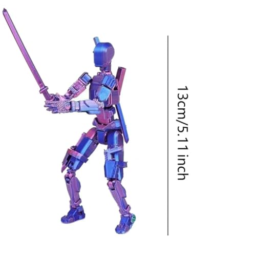 Image of ONNGEO 2 PC Titan Dummy 13 Action Figure Robot Fully Articulated Movable Titan 13 Action, 3D Printed Action Figure Toys for Desktop Decor&Game Lovers (Blue-Purple and Green-Blue Metalic Finish)