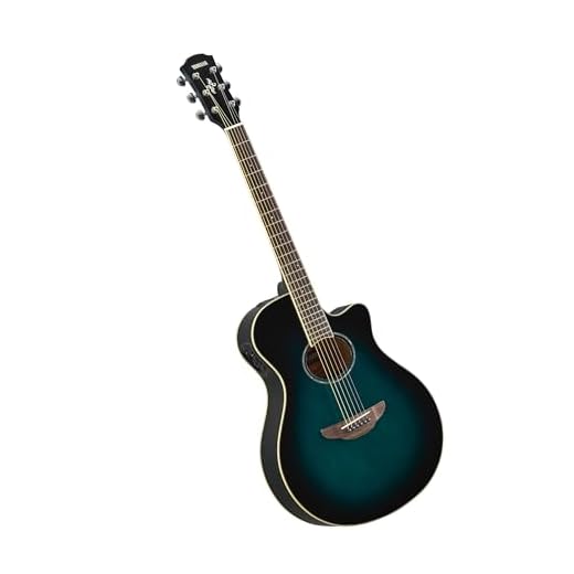 YAMAHA APX600 Guitarra Electroacústica – Cuerpo Estrecho Thinline, Escala 25”, previo System 65, Ecualizador de 3 Bandas, Afinador Integrado, Boca Ovalada – Oriental Blue Burst