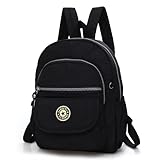 Small Travel Bag Waterproof Mini Backpack Women Purse Nylon Shoulder Rucksack (Black)