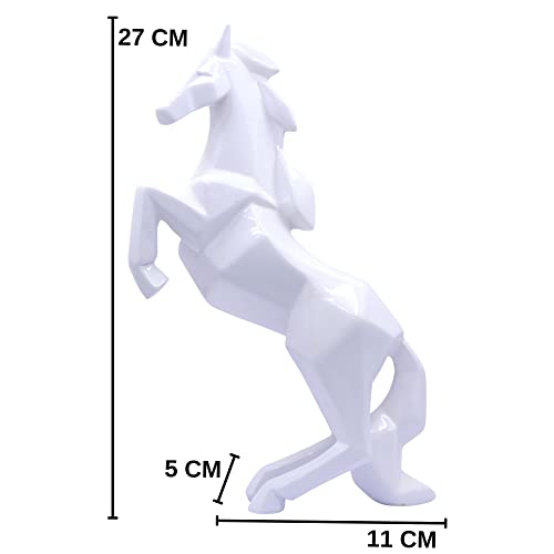 GW Creations Running Horse Showpiece, 25 cm White Polyresin Figurine, Vastu Home Office Decor, Wealth Success Symbol (White)